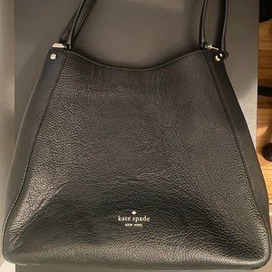 Kate Spade Leila Medium Triple Compartment Shoulder Bag Black Leather Purse